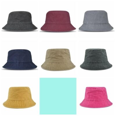 denim bucket hat with embroidery