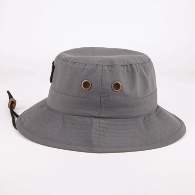 brim bucket hat with woven patch