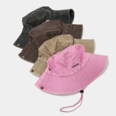 Denim fishing bucket hat with string