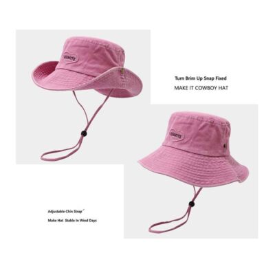 Denim fishing bucket hat with string