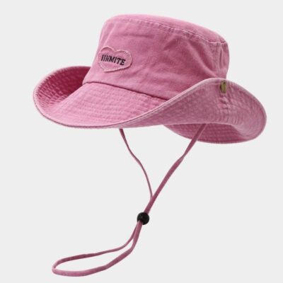 Denim fishing bucket hat with string