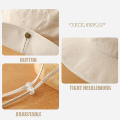 cotton fishing bucket hat with string