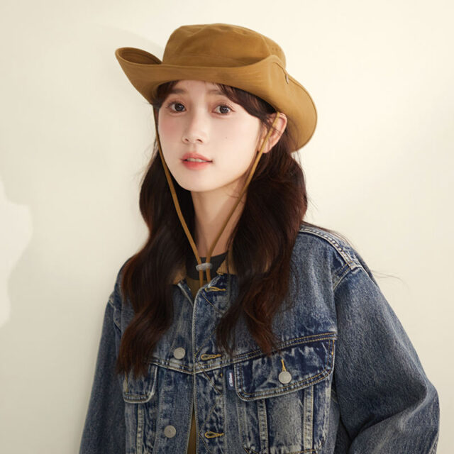 cotton fishing bucket hat with string