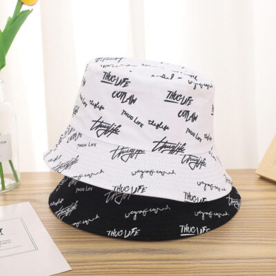 bucket hat with letter embroidery