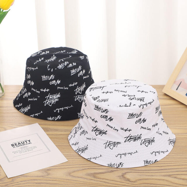 bucket hat with letter embroidery