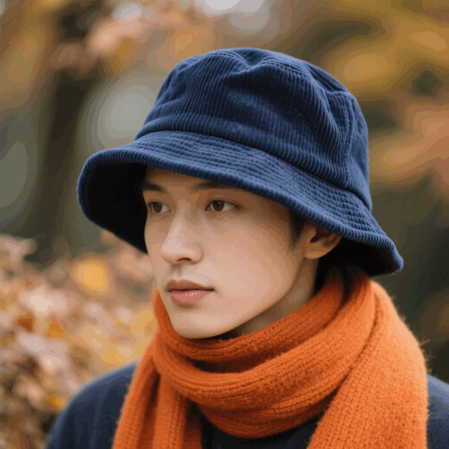 corduroy bucket hat with logo