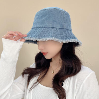 denim fisherman bucket hat