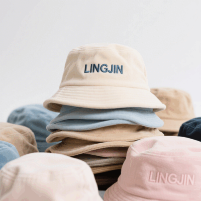 corduroy bucket hat with logo