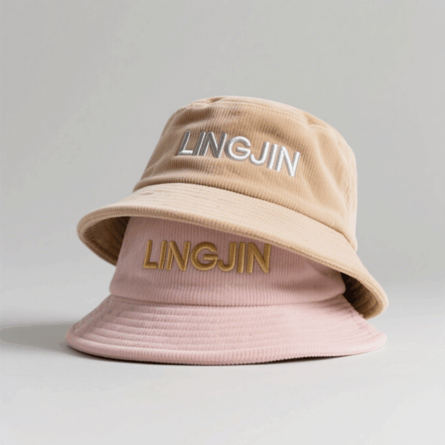 corduroy bucket hat with logo