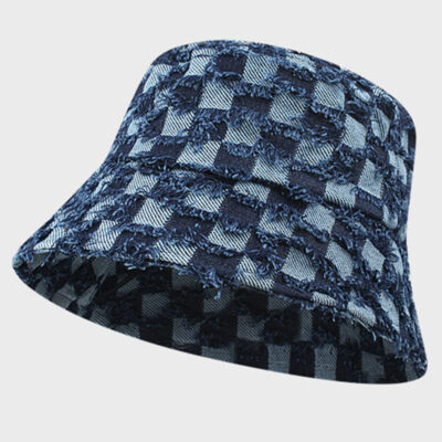 Custom black denim bucket hat