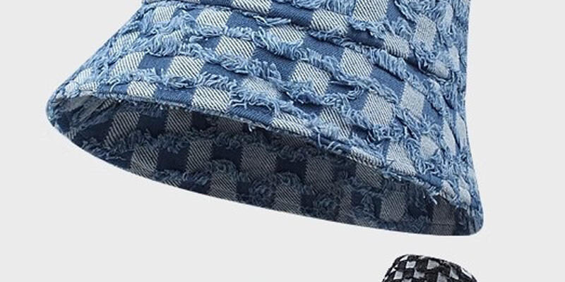 Custom Black Denim Bucket Hat Distressed Wide Brim Unisex Fisherman Hat (6) Custom black denim bucket hat