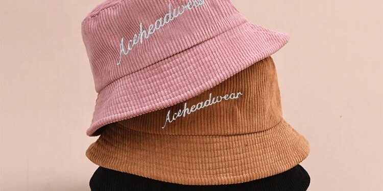 Custom Fitted Corduroy Bucket Hat with Embroidered Logo (6) Custom fitted corduroy bucket hat
