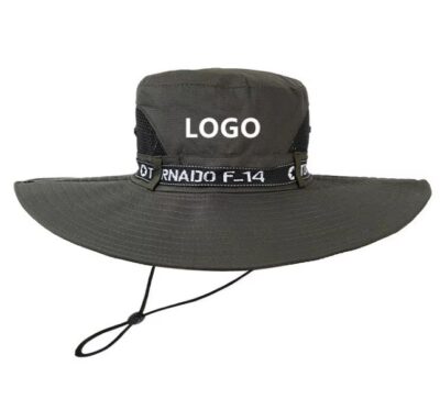 nylon bucket hat with embroidered logo