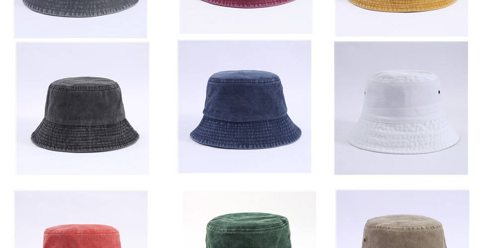 Custom Washed Cotton Denim Fisherman Bucket Hat (2) Customized washed cotton denim bucket hat