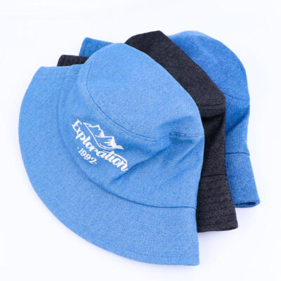 Unisex distressed denim frayed bucket hat