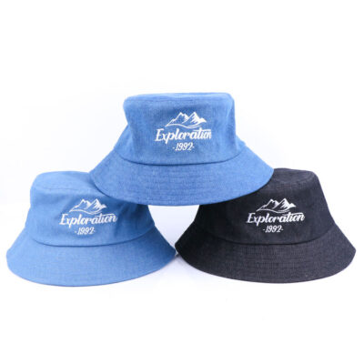 Unisex distressed denim frayed bucket hat
