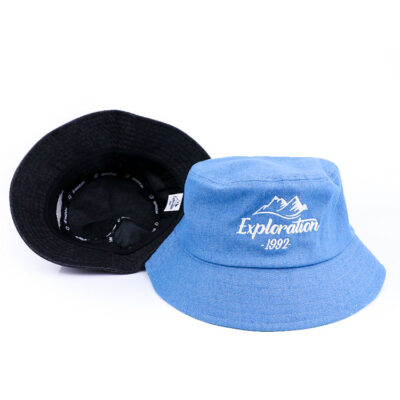 Unisex distressed denim frayed bucket hat