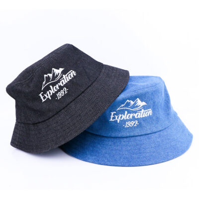 Unisex distressed denim frayed bucket hat