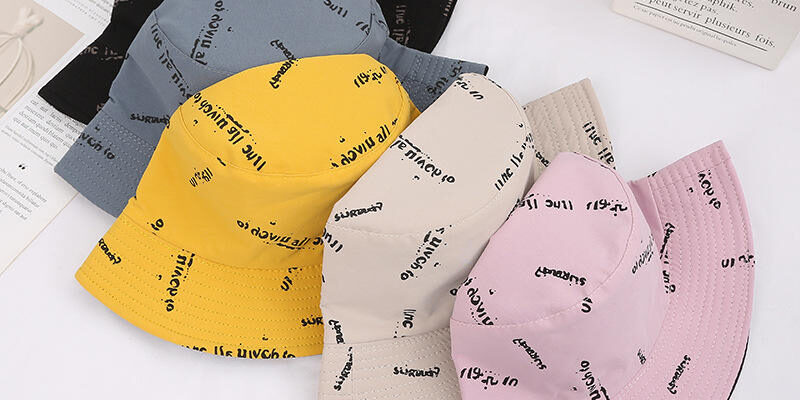 Wholesale Fashion Custom Logo Cotton Bucket Hat with All-Over Print (5) Designer unisex cotton bucket hat